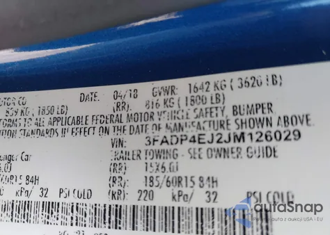 2018 Ford Fiesta Se from USA, damaged, VIN 3FADP4EJ2JM126029